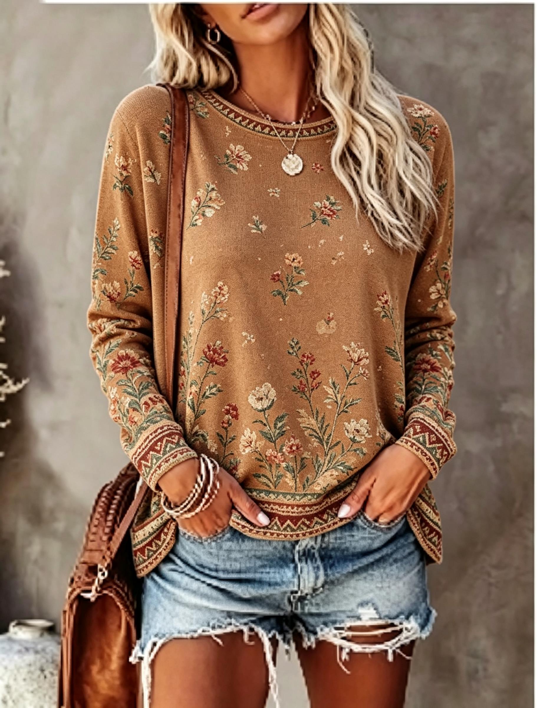Winter Clothing For Women - Women Crew Neck Long Sleeve T‑Shirt,