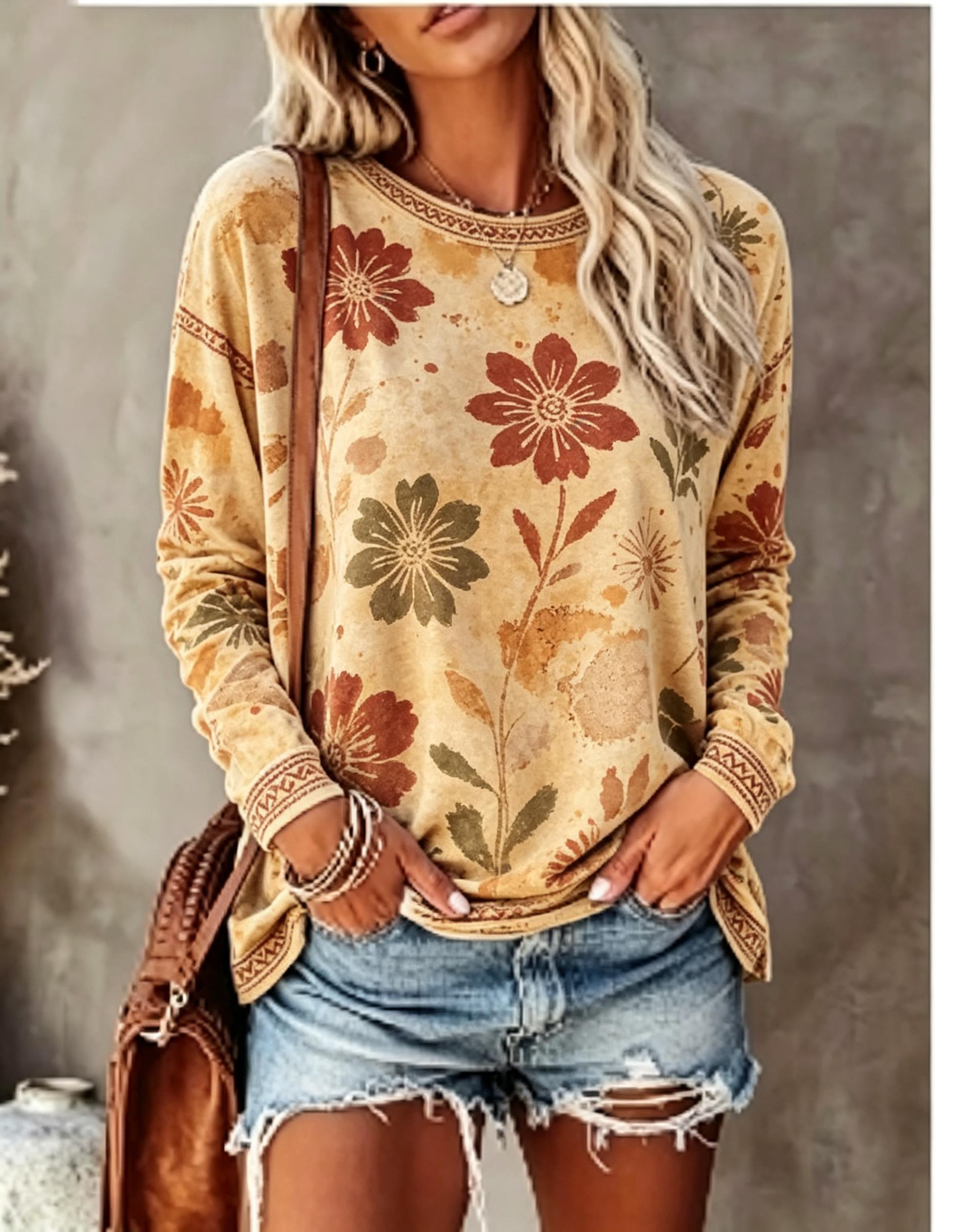 Women Crew Neck Long Sleeve T‑ - Winter Clothing For Women 评论和价格