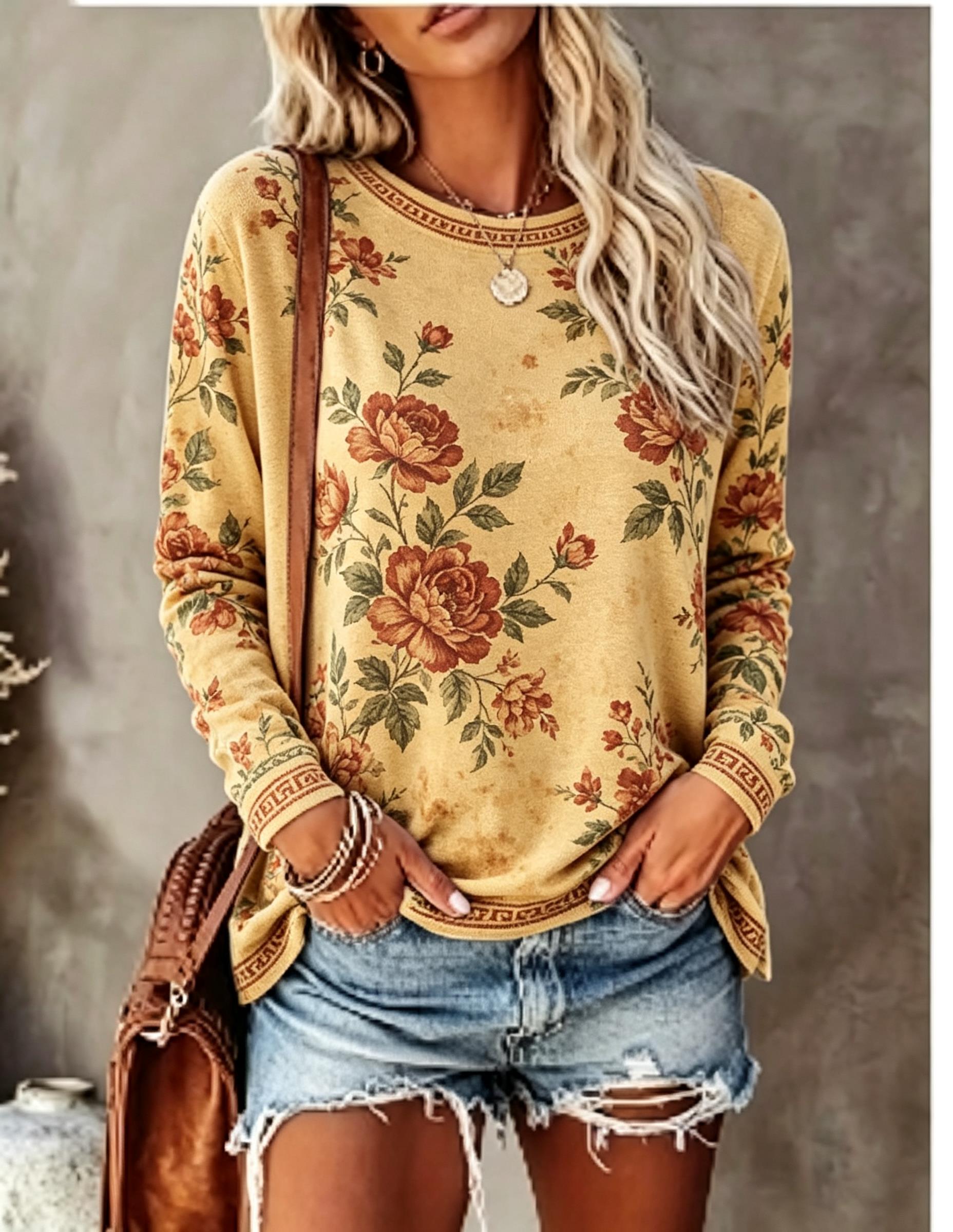 Women Crew Neck Long Sleeve T‑ - Winter Clothing For Women 评论和价格