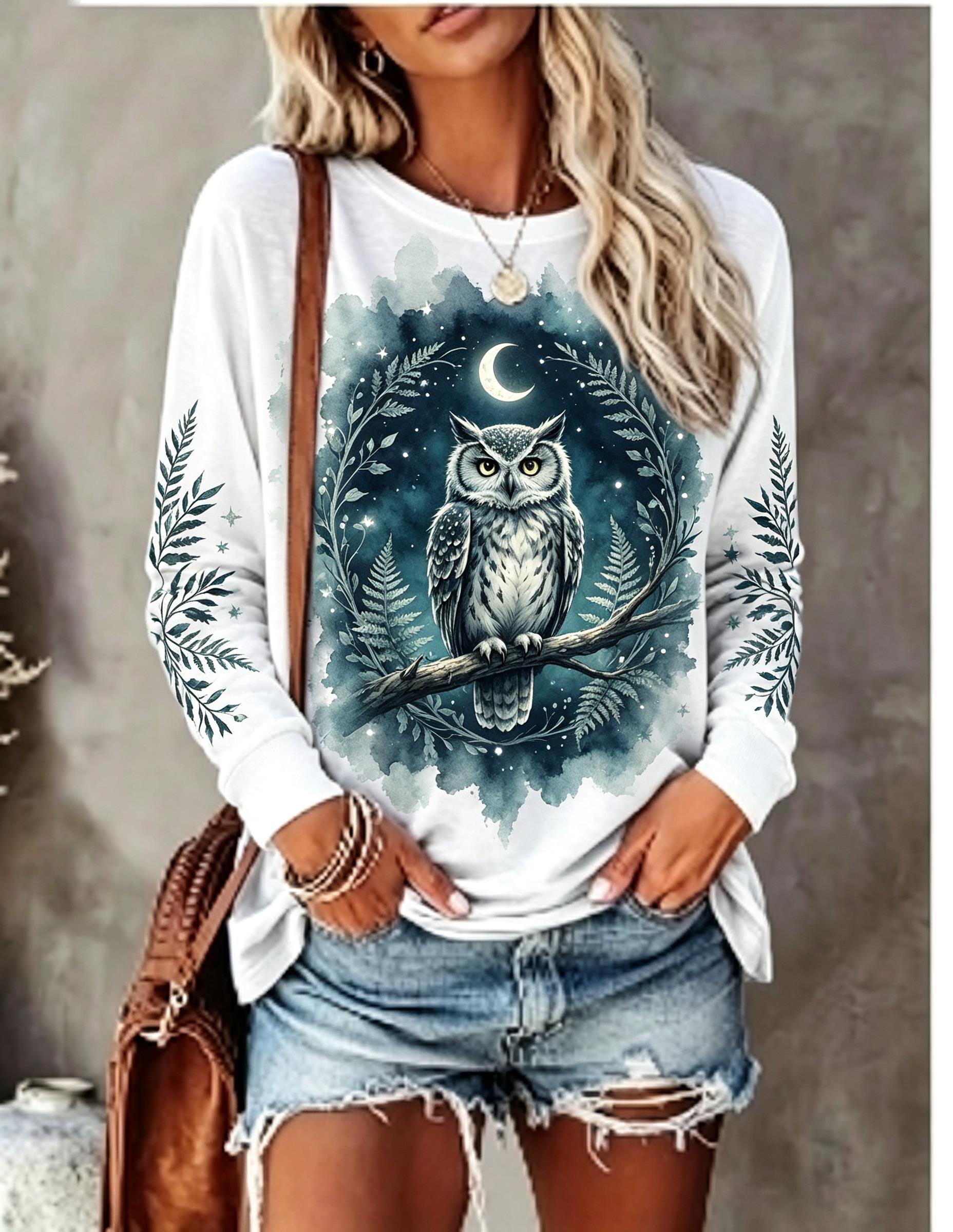 Women Long Sleeve T Shirt Howl - Winter Clothing For Women 评论和价格