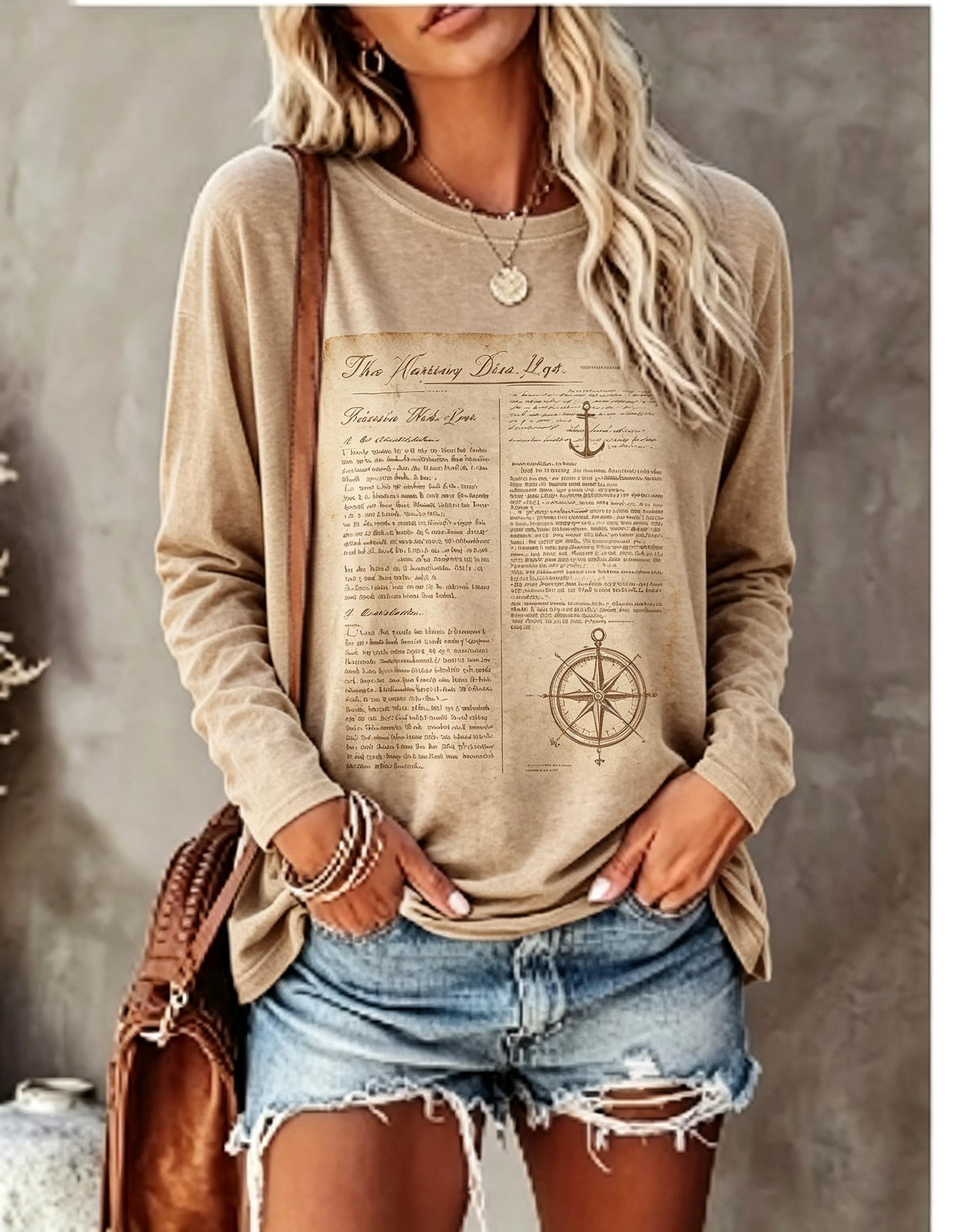 Women Long Sleeve T Shirt Vint - Winter Clothing For Women 评论和价格